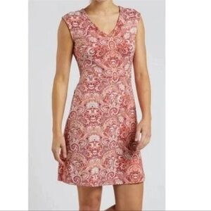 NWT Title Nine Athleisure Dress in Red Orange White size Small